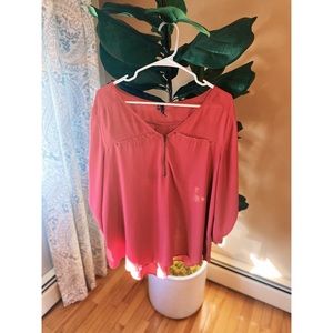 Quarter zip blouse